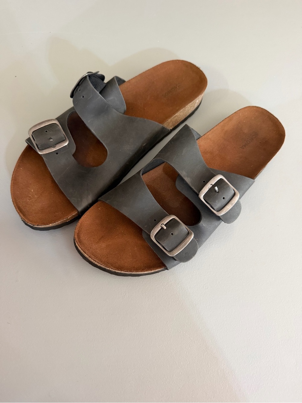 Sonoma Black Slide Sandals with Buckle Detail